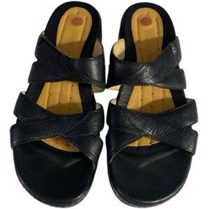 Unstructured CLARKS Sandals, Sz 10, Leather, Slides, Slip on, Classic,Comfort